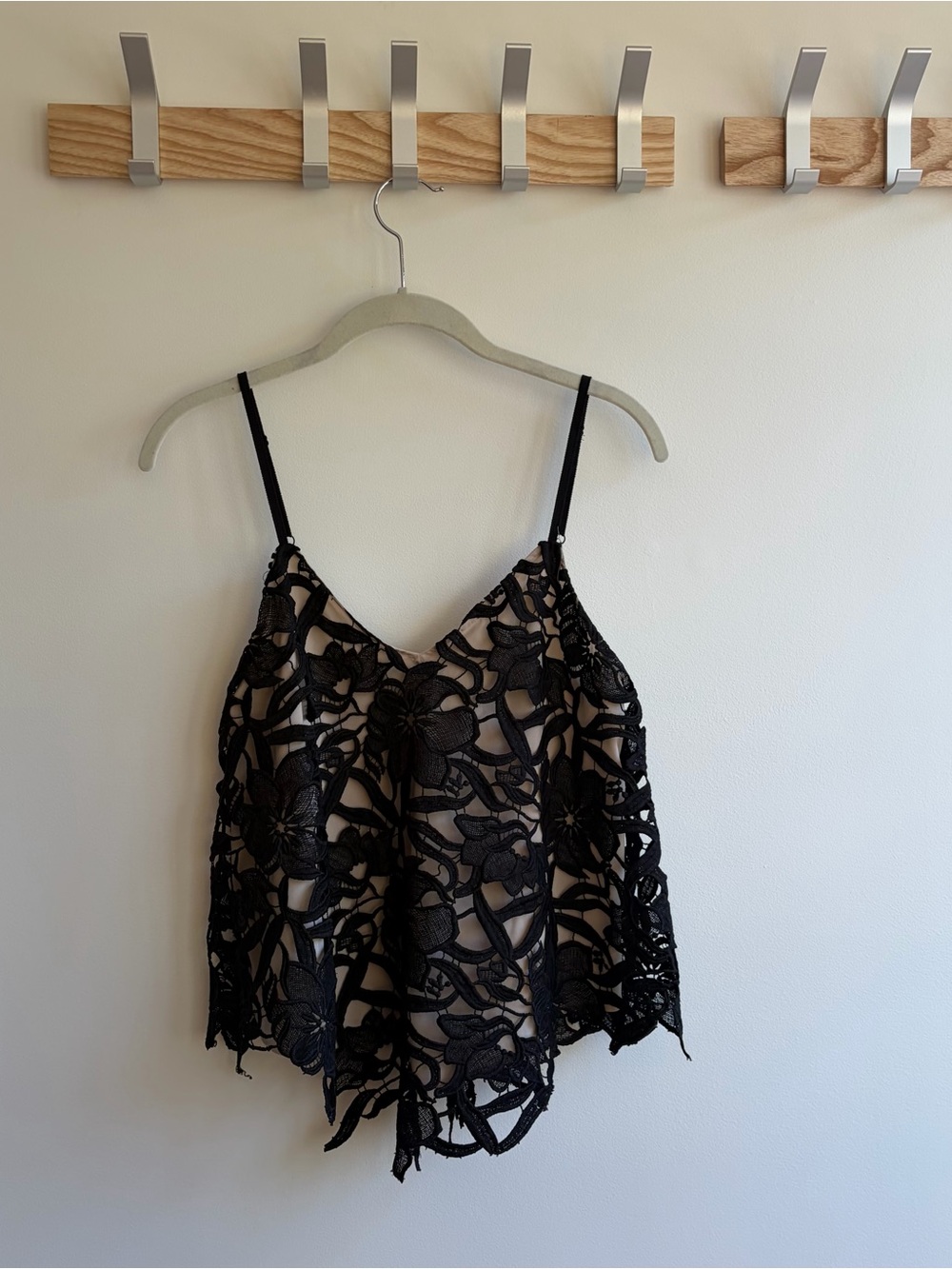 Alice + Olivia Blush and Black Lace Slip